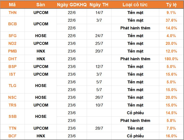 Lịch chốt quyền cổ tức tuần 19/6–23/6: Xuất hiện doanh nghiệp chi 1.500 tỷ đồng trả cổ tức - Ảnh 2.