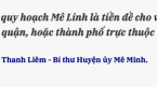 Quy hoạch huyện Mê Linh: Dọn tổ đón đại bàng